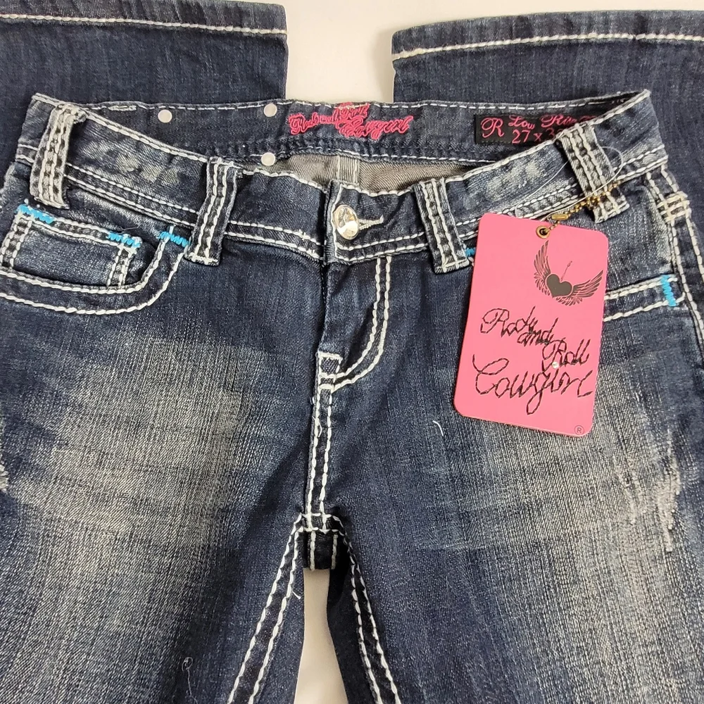 Nwt Rock And Roll Cowgirl Low Rise Bootcut Jeans Size 27 × 32